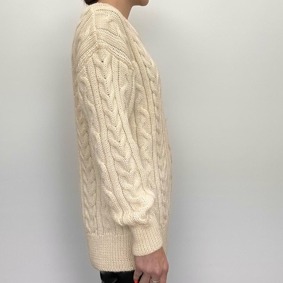 Vintage Chunky Wool Grandpa Sweater Cream - Picture 5 of 6